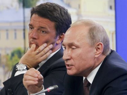 El presidente ruso, Putin, y el primer ministro italiano, Renzi