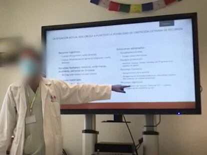 Un vídeo con instrucciones de un jefe médico a su equipo en el hospital de Parla.