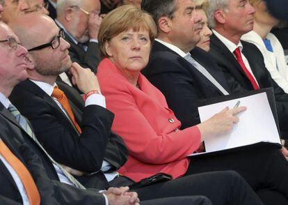 La canciller alemana, Angela Merkel, en una ceremonia por el 70º aniversario de la CDU celebrada en Berlín.