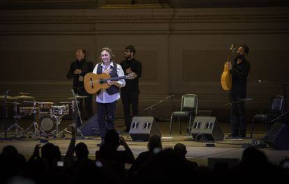 Vicente Amigo al acabar su concierto en el Carnegie Hall.
