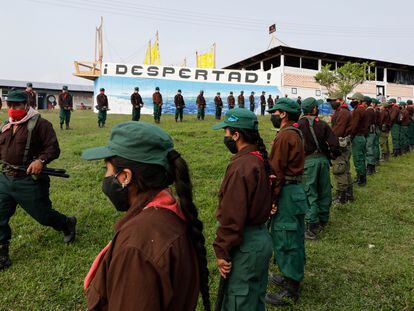 Integrantes del EZLN en la comunidad de Morelia (Chiapas) en abril de 2021.