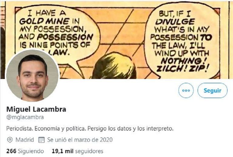 Cuenta de Twitter de Miguel Lacambra.