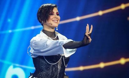 La cantante Anna Korsun, conocida como Maruv, durante su actuación en la final para decidir la representación de Ucrania en Eurovisión, el 23 de febrero.