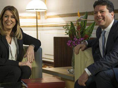 Susana D&iacute;az y Fabian Picardo, este jueves en el Palacio de San Telmo. 