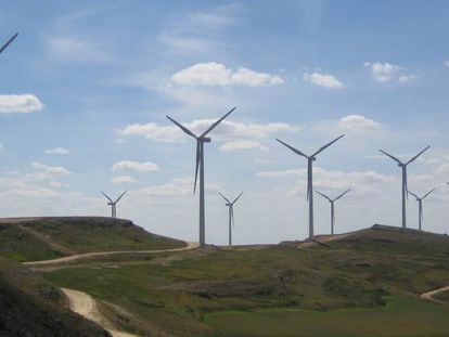 Vista de un parque eólico en la provincia de Burgos, en una imagen de archivo.