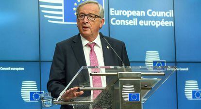Jean Claude Juncker, presidente de la Comisión Europea, en una conferencia de prensa.