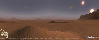 Atardecer en el planeta <i>Tatooine</i>.