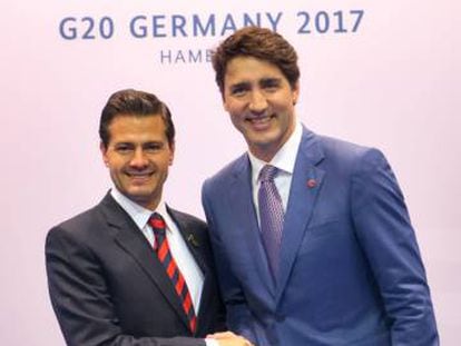 Peña Nieto y Justin Trudeau en Hamburgo.