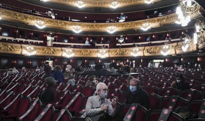 La platea del Liceu durant l'assaig reivindicatiu.
