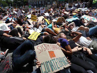 Manifestación de estudiantes en Madrid contra el cambio climático en mayo.