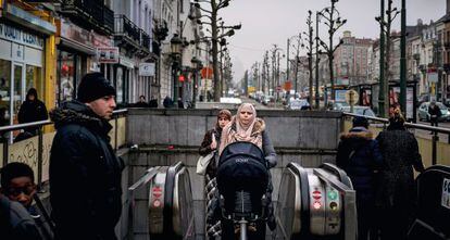 Una boca de metro en el barrio de Molenbeek de Bruselas.