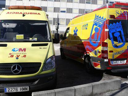 Ambulancias del servicio sanitario de Madrid. 