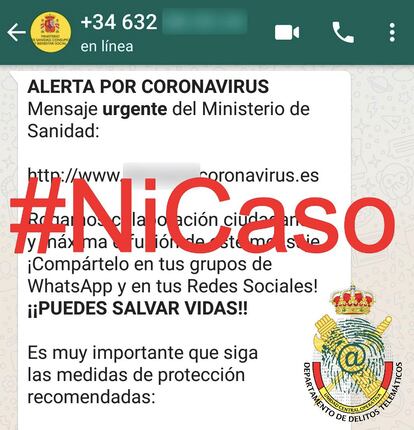 Tuit donde el equipo de delitos telemáticos de la Guardia Civil dice que es una estafa.