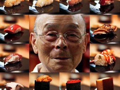 El cocinero Jiro Ono, en el cartel de la pel&iacute;cula &#039;Jiro dreams of sishi&#039; (David Gelb, 2011).