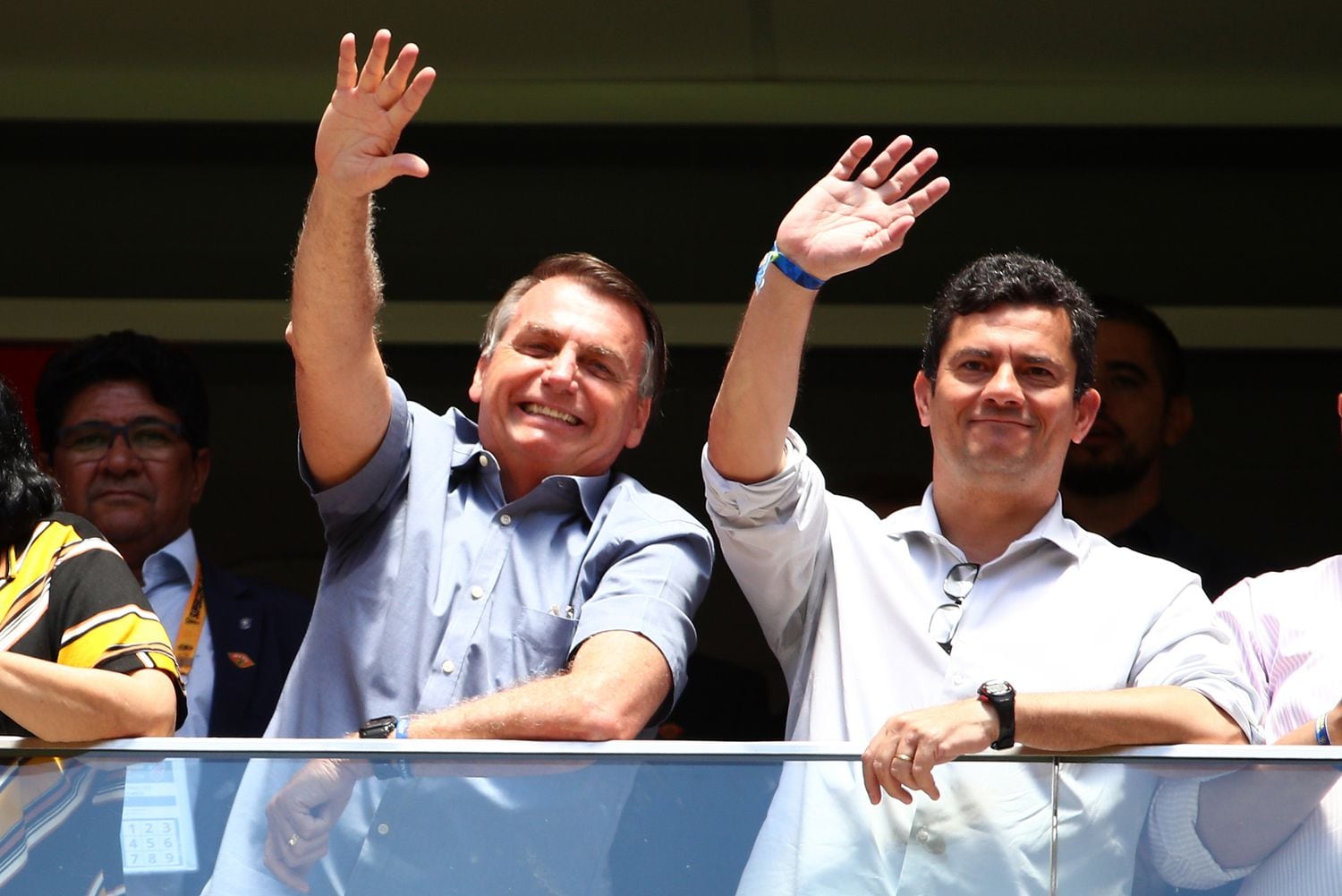 El presidente Bolsonaro y su entonces ministro Moro en la final de la Supercopa brasileña en febrero en Brasilia.