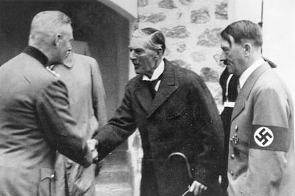 Reunión de Hitler y Chamberlain en Alemania en 1938.