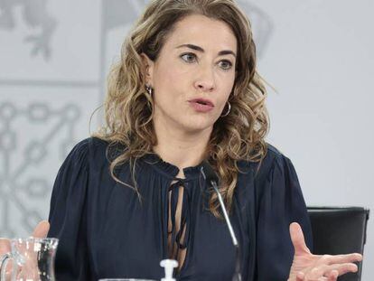 La ministra de Transportes, Raquel Sánchez, en la rueda de prensa posterior al Consejo de Ministros.