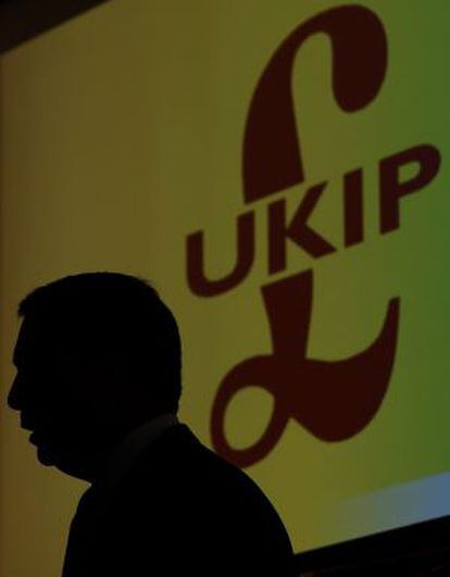 El líder del UKIP, el británico Nigel Farage, durante un discurso.
