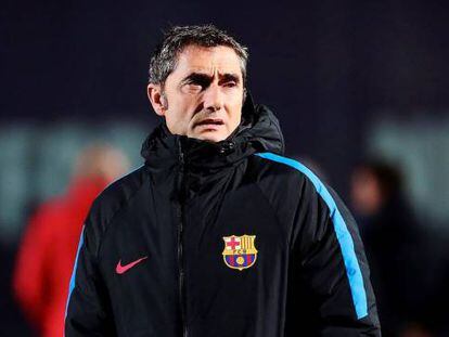 Valverde, durante un entrenamiento del Barcelona en Sant Joan Desp&iacute;.