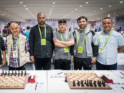 La selección de Afganistán, este domingo, minutos antes de la 3ª ronda en la Olimpiada de Chennai (India)