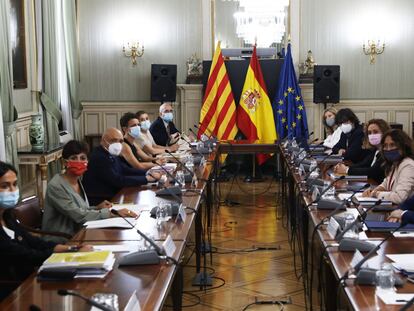 Reunión entre el Gobierno y la Generalitat, este lunes en Madrid.