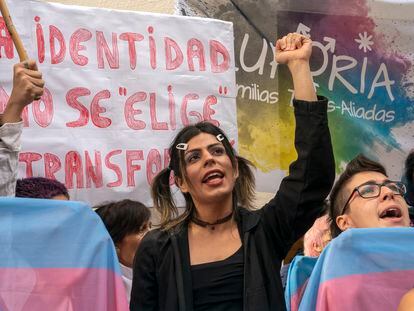 Manifestación convocada por la Plataforma Trans el pasado mes de octubre en Madrid.