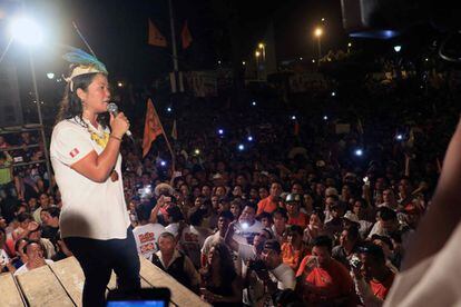 La candidata presidencial Keiko Fujimori, en un mitin en Iquitos, ayer miércoles.