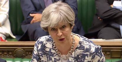 La primera ministra brit&aacute;nica, Theresa May, en el parlamento 