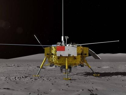 Recreación de la nave 'Chang'e 4' en la Luna. En vídeo, animación de cómo fue el alunizaje.