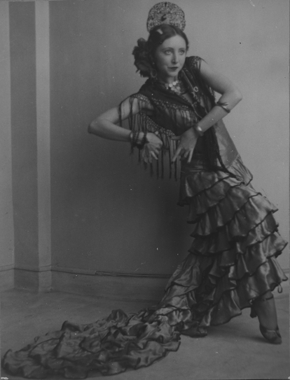 The writer Anaïs Nin around 1928 dressed in a flamenco dress.