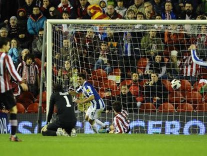 Víctor Sánchez, en el momento del gol ante el Athletic.