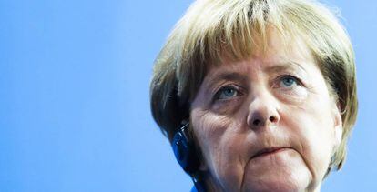 La canciller alemana, Angela Merkel, en Berl&iacute;n el 12 de julio tras reunirse con el primer ministro irland&eacute;s, Enda Kenny