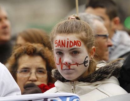 Protesta a favor de la sanidad pública, en Madrid en 2013.