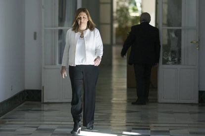 La Presidenta de la Junta de Andalucía, Susana Díaz, en el Palacio de San Telmo.