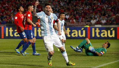 Messi celebra un gol contra Chile.