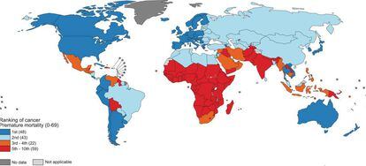 Puesto que ocupa el cáncer entre las principales causas de muerte de los menores de 70 años.