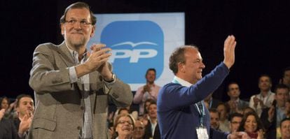 El president del Govern, Mariano Rajoy, i el president d'Extremadura, José Antonio Monago, aquest dissabte a Càceres.