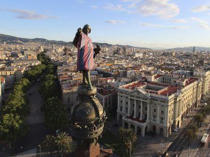 La estatua de Col&oacute;n vestir&aacute; la camiseta del Bar&ccedil;a por 18 d&iacute;as 
 