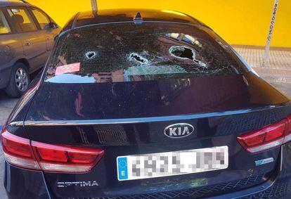 Vehículo VTC atacado el pasado 29 de julio en Madrid.