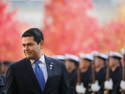 Juan Orlando Hernández, durante una ceremonia oficial en 2015.
