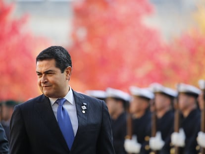 Juan Orlando Hernández, durante una ceremonia oficial en 2015.