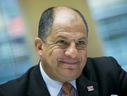 Luis Guillermo Solis, presidente de Costa Rica, durante su gira por EE UU