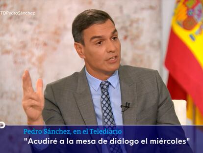 El presidente del Gobierno, Pedro Sánchez, en una entrevista en TVE este lunes.