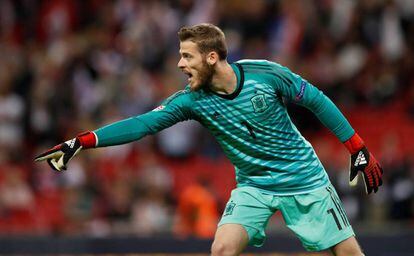 De Gea, en el duelo entre Inglaterra y España en Wembley. 