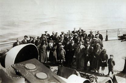 Españoles rumbo a EE UU en 1926 a bordo del transatlántico Aquitania.