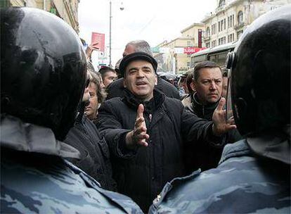 Kaspárov, durante la manifestación