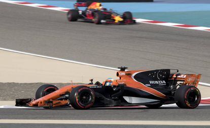 El McLaren, durante el GP de Bahrein. 