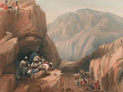Un paso de montaña afgano en 1830.