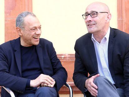 Llu&iacute;s Pasqual y Salvador Sunyer, al presentar ayer la colaboraci&oacute;n.