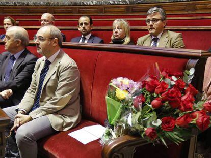 Los ediles populares durante el homenaje a Barberá con motivo de su fallecimiento.